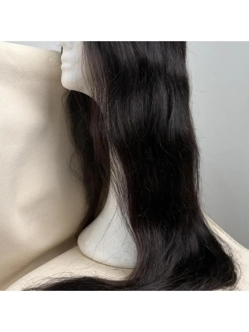 32in Dark Brown Glueless Front Lace Wig 5x5 Closure Long Straight Human Hair